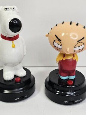 Working Family Guy Stewie & Brian Griffin Talking Dashboard Figures Gemmy 2004